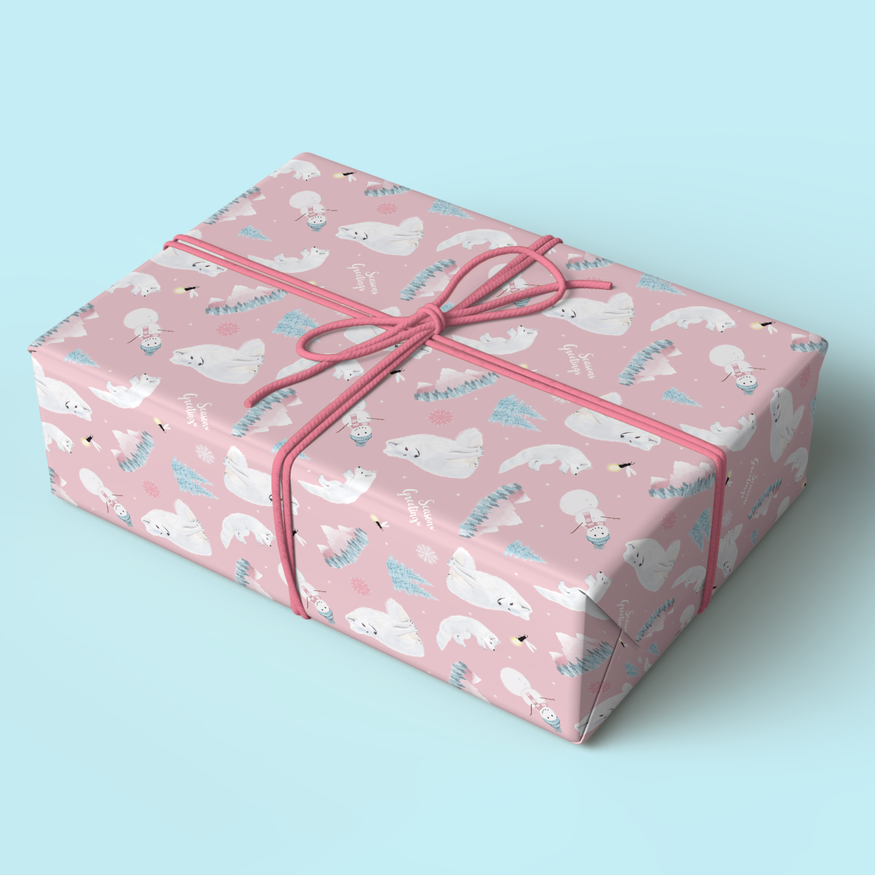 White Fox Wrapping Paper with Gift Tags