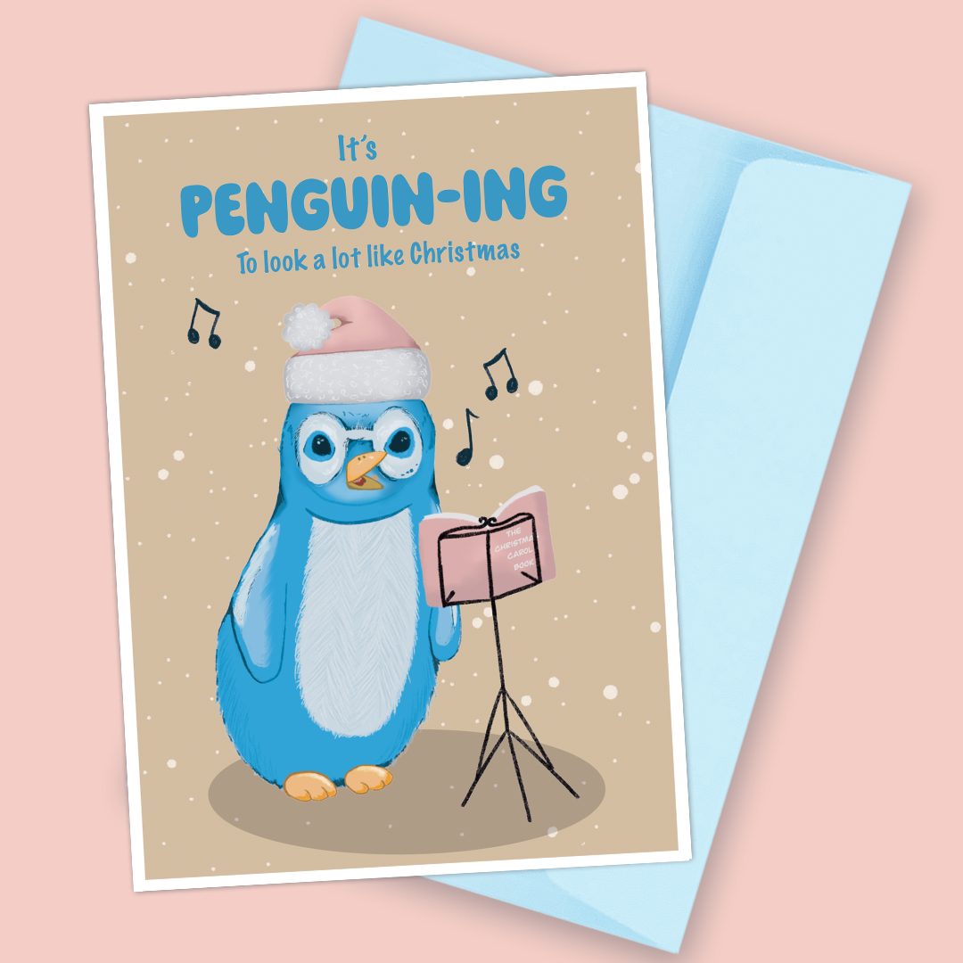Bluw Penguin Christmas Card