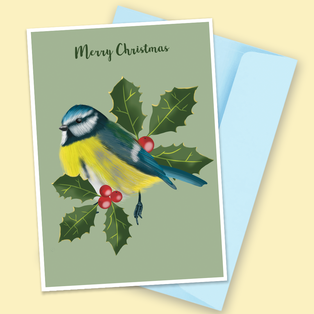 Blue Tit Christmas Card