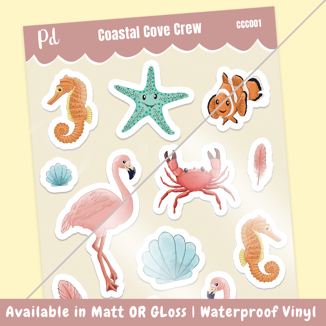 PRE ORDER Coastal Cove Crew Sticker Sheet