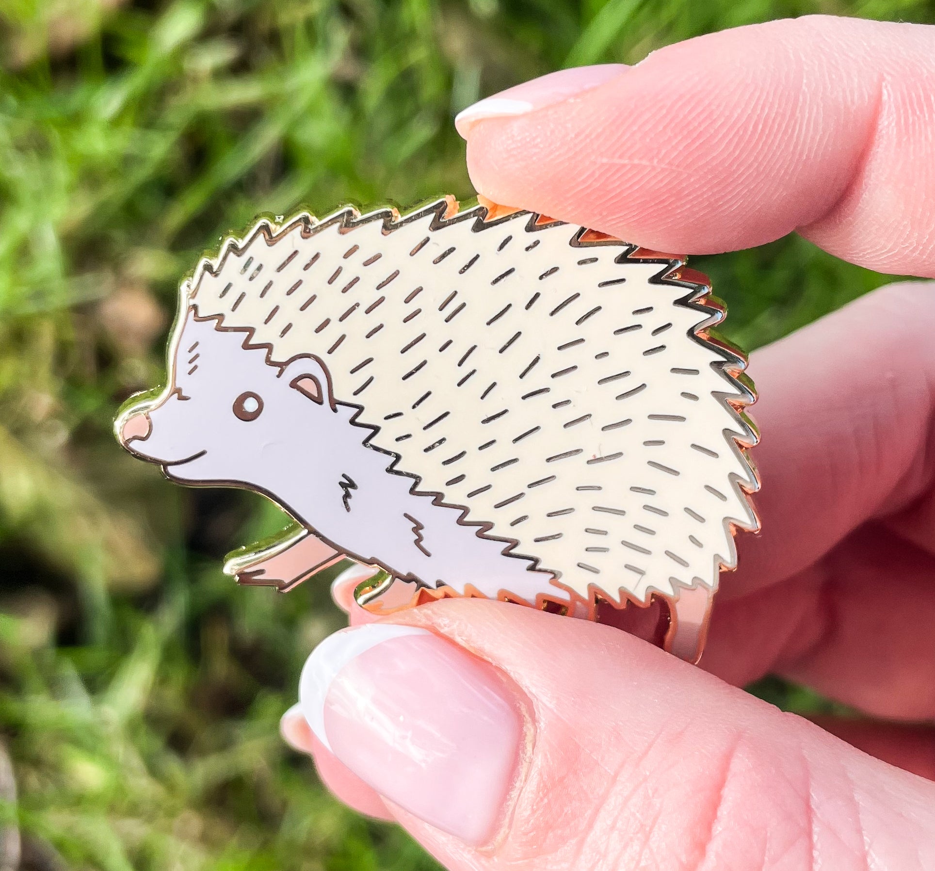 Albino Hedgehog Gold Enamel Pin