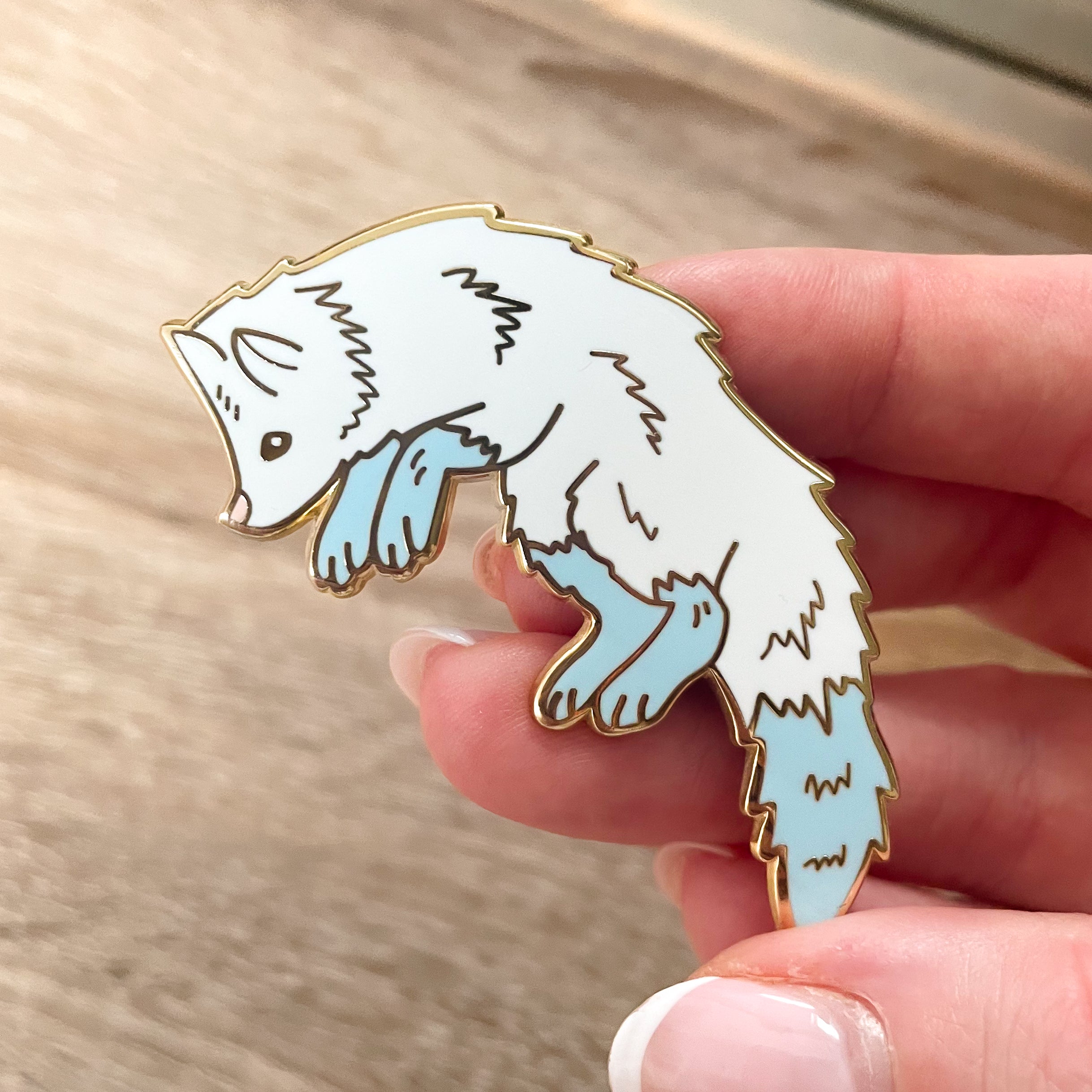 Archie White Fox Enamel Pin