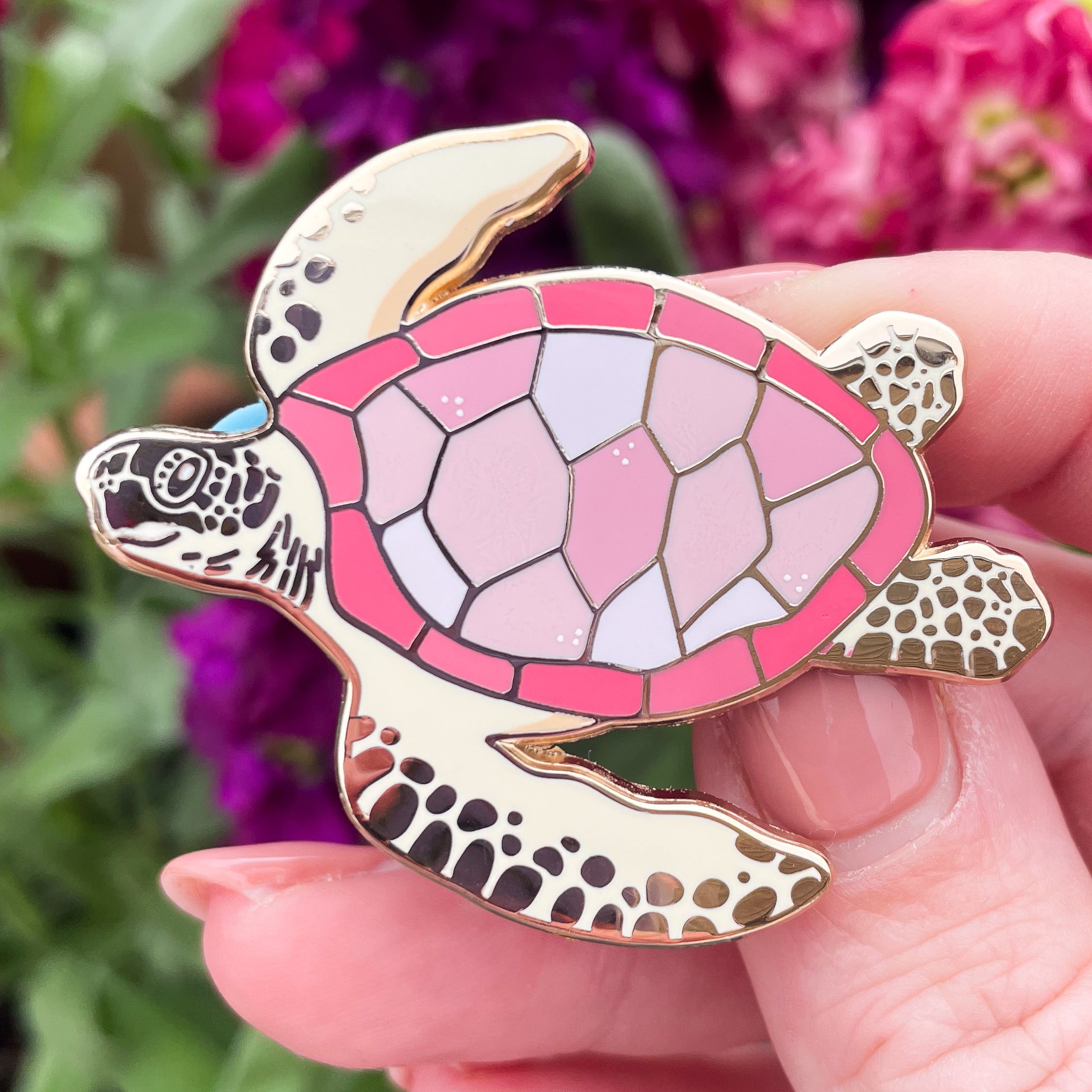 Rose Quartz Turtle Enamel Pin