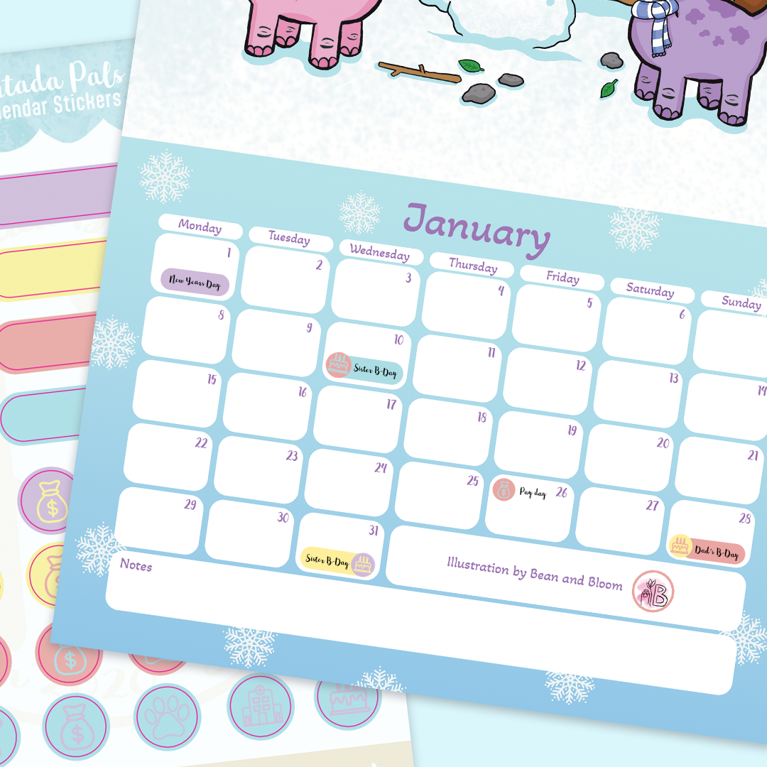 Calendar Icon Planning Sticker Sheet
