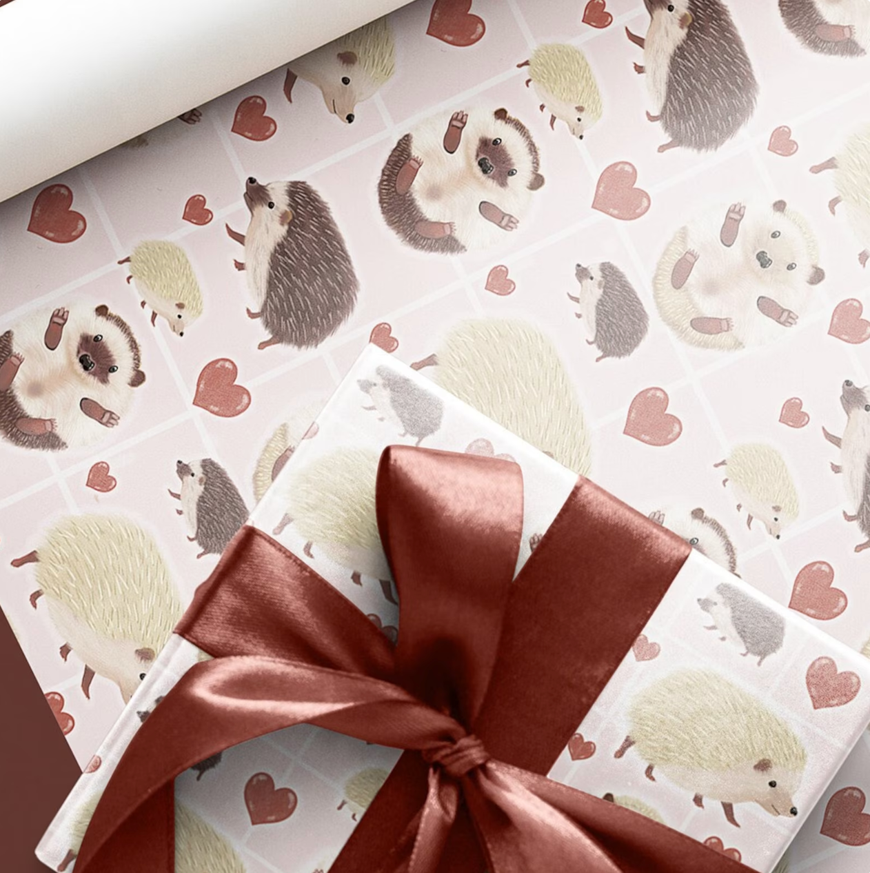 Hedgehog Wrapping Paper with Gift Tags