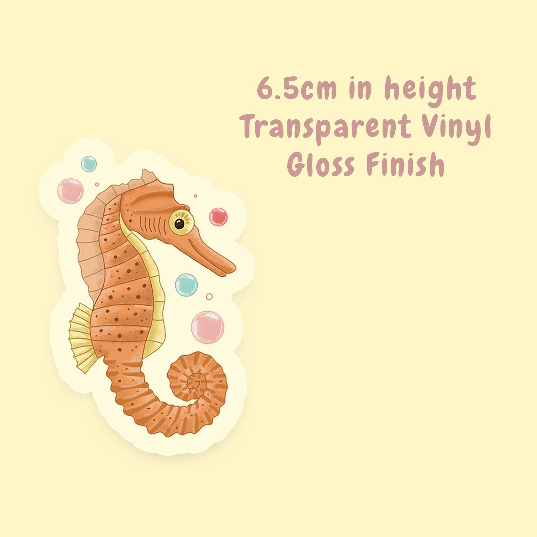 PRE ORDER Transparent Amber Seahorse Sticker