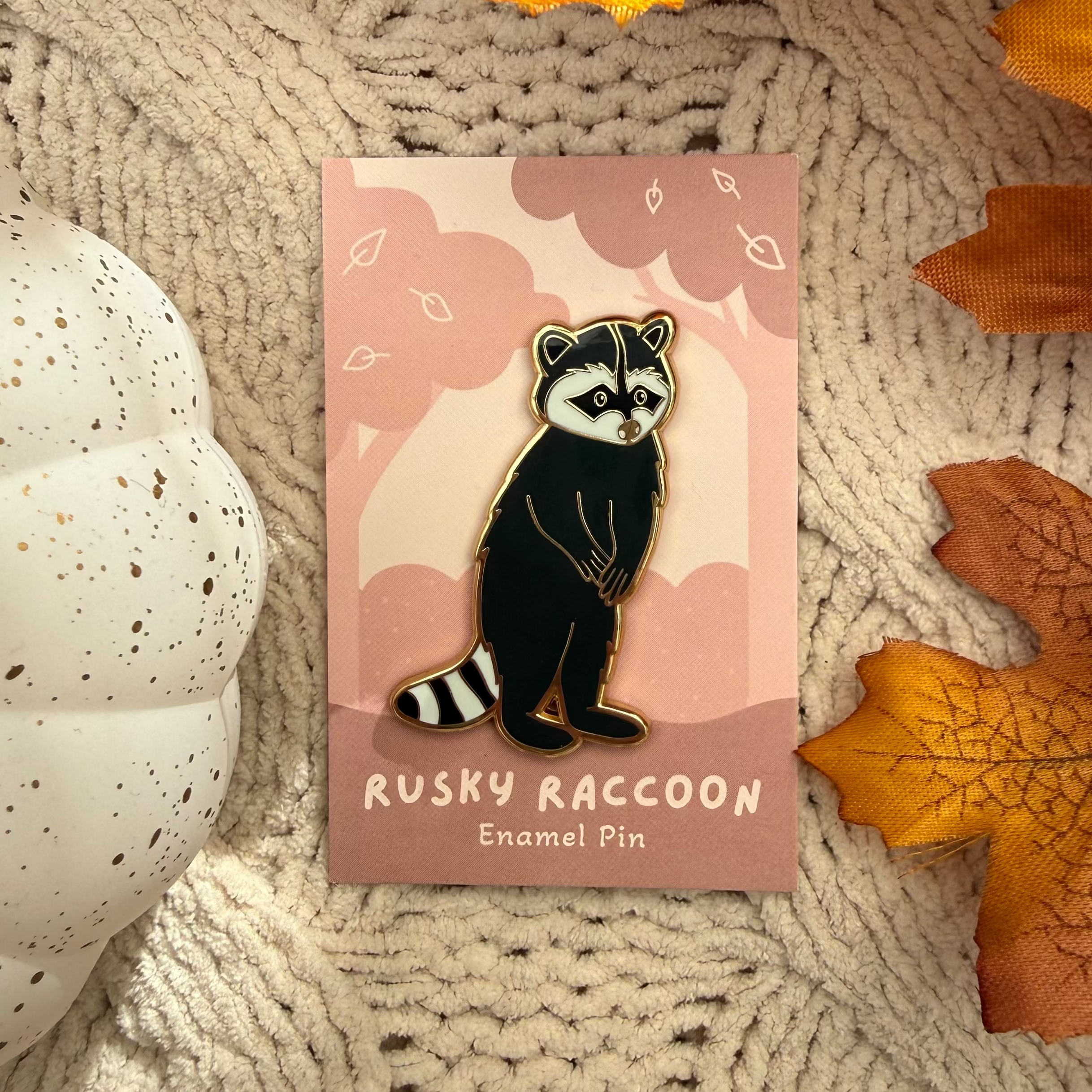 Rusky Raccoon Enamel Pin
