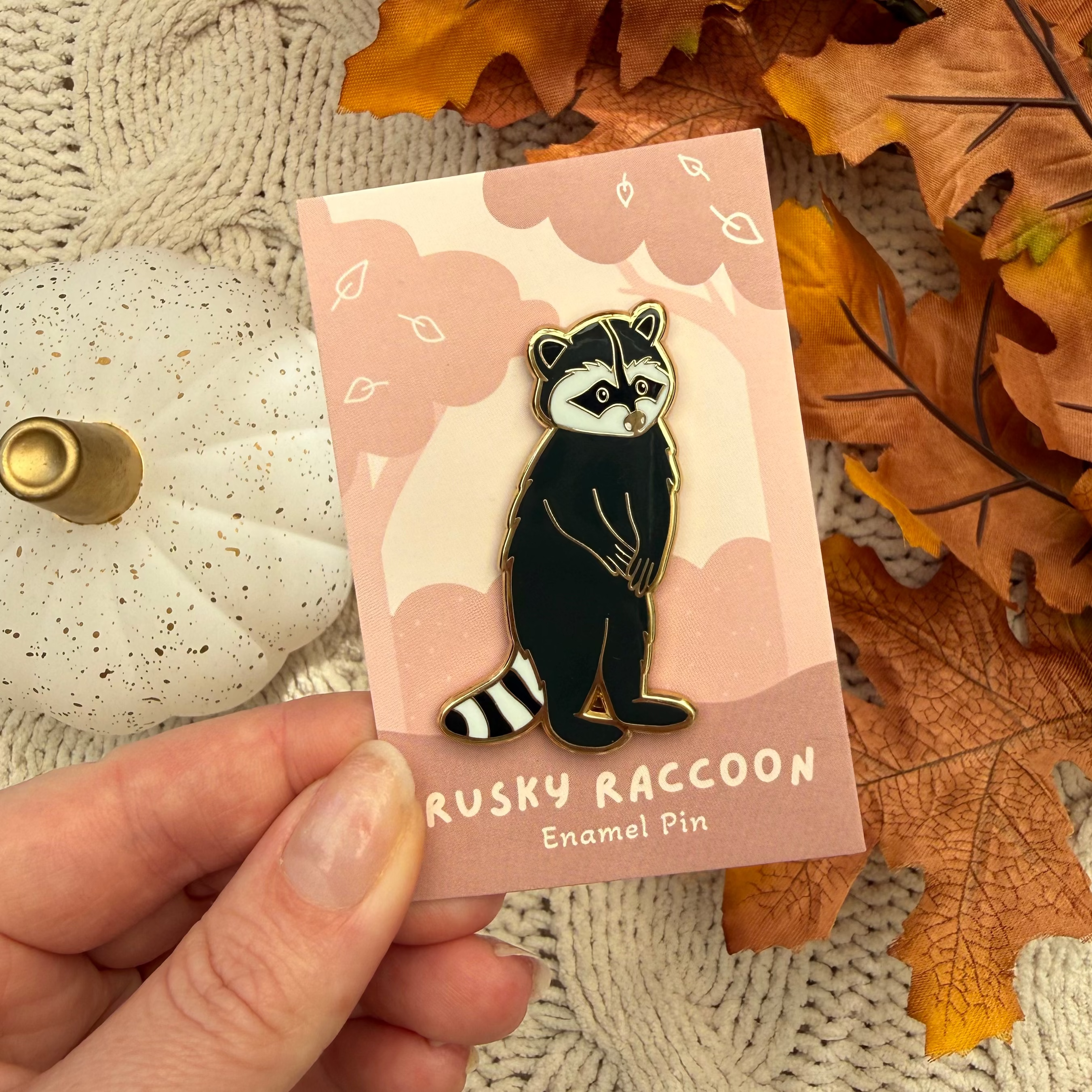 Rusky Raccoon Enamel Pin