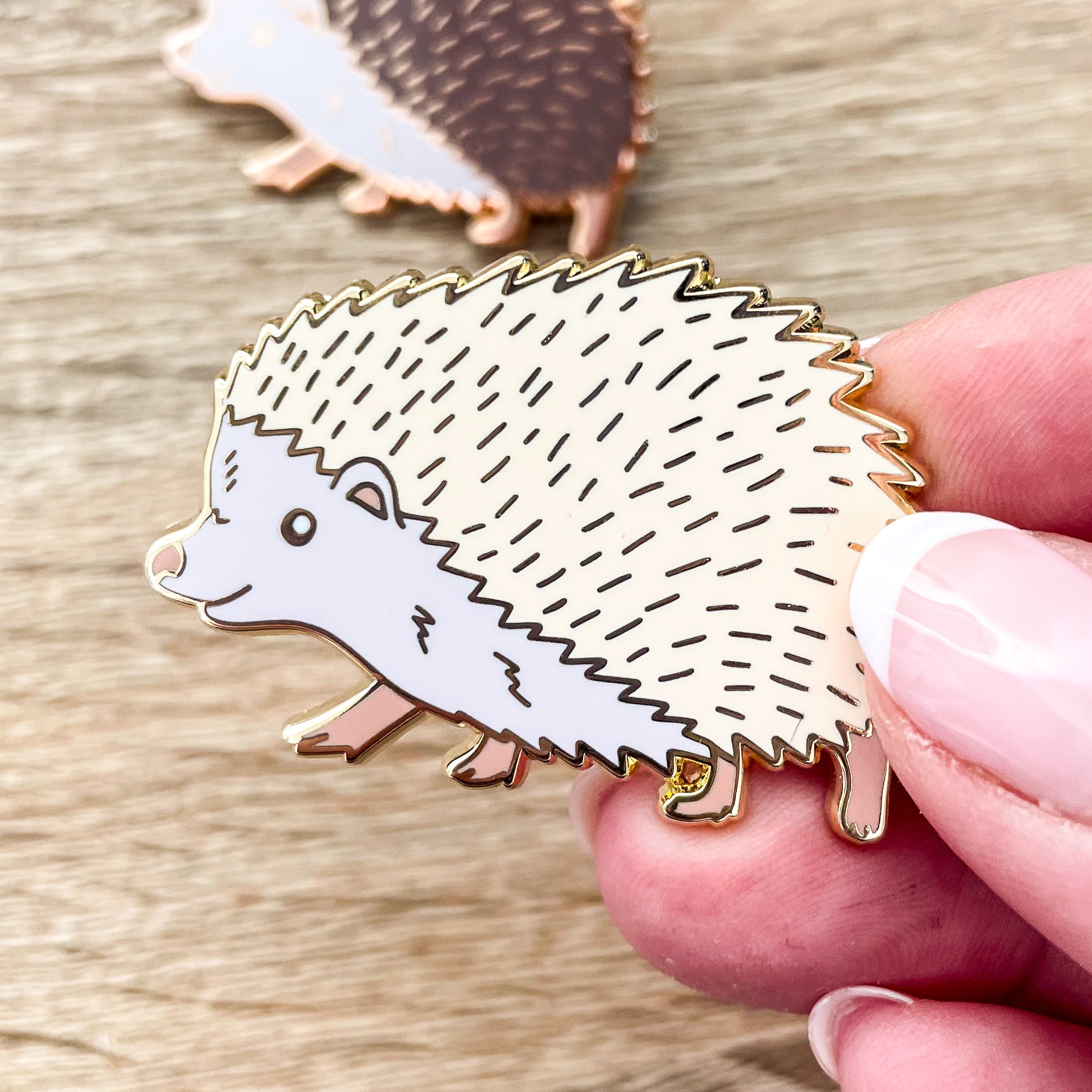 Albino Hedgehog Gold Enamel Pin