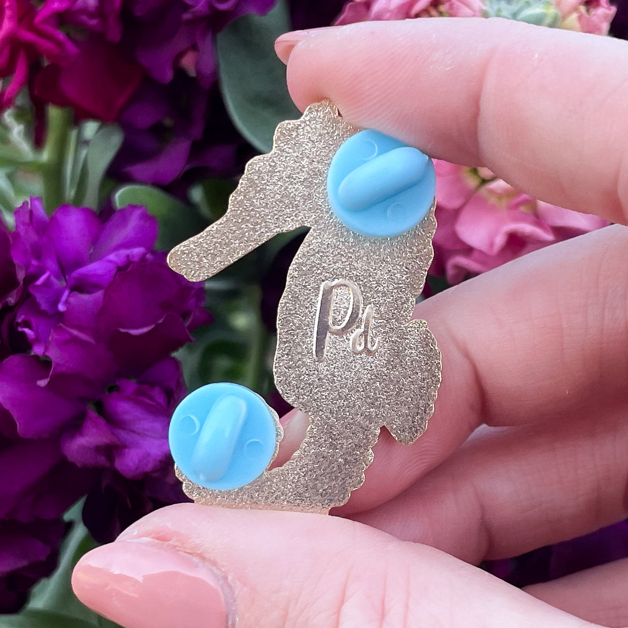 Amber Seahorse Enamel Pin