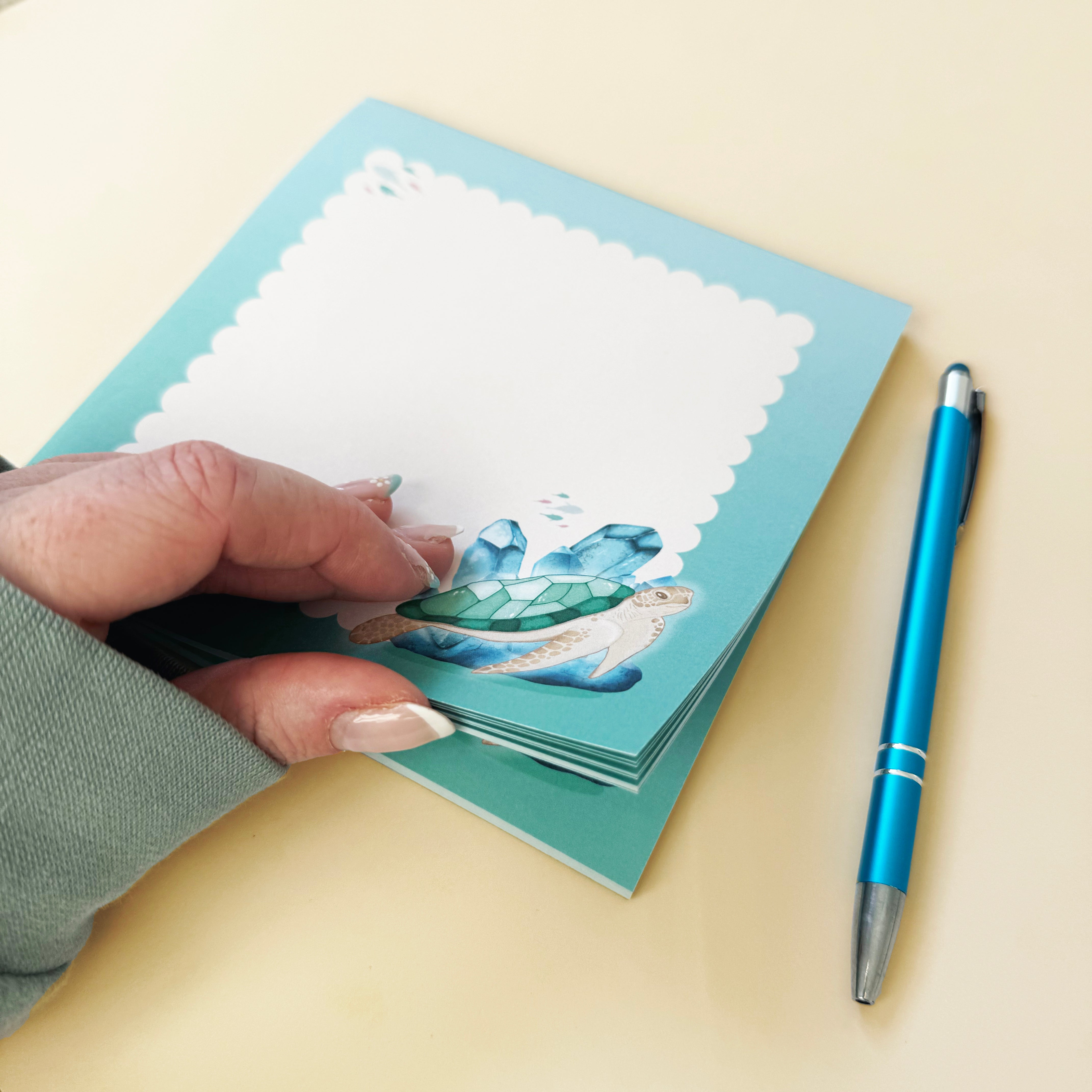 Turquoise Turtle Square Notepad